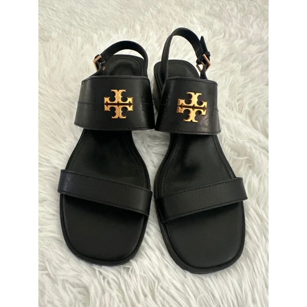 Tory Burch Eleanor Black Block Heel Sandals sz 9‎
